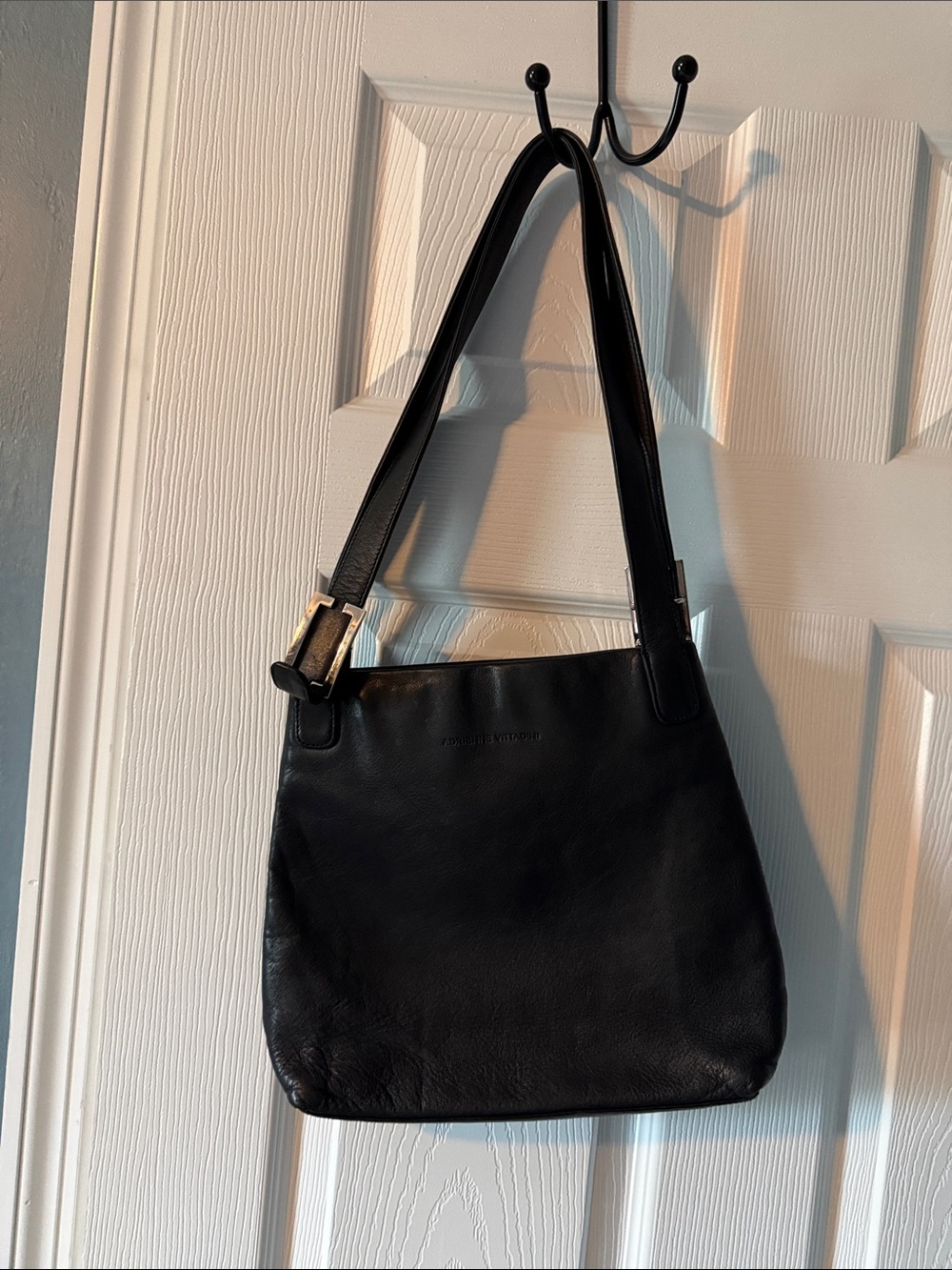 Adrienne Vittadini Black Leather Shoulder Bag